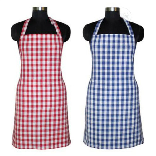 Kitchen Check Printed Apron - Cotton Material, Medium Size , Heat Resistant Design for Kitchen Use, Prevents Stains on Clothes