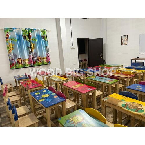 Kids Rectangle School Table Primary Material: Wood