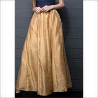 Plain Ladies Golden Silk Skirt