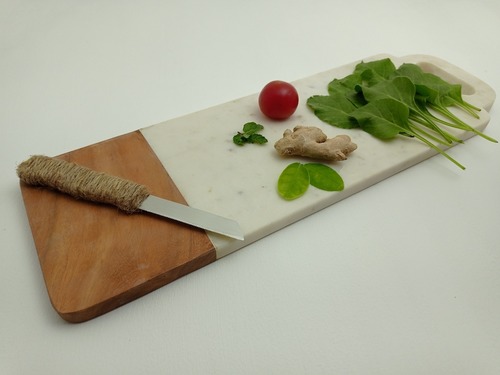 Marble Wood Chopping Board II Model no 10 II White Brown