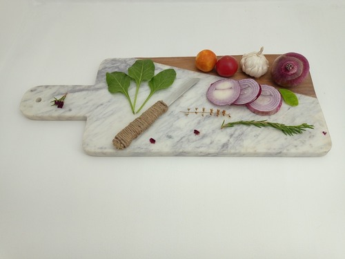 Marble Wood Chopping Board II Model no  6 II White Brown Color