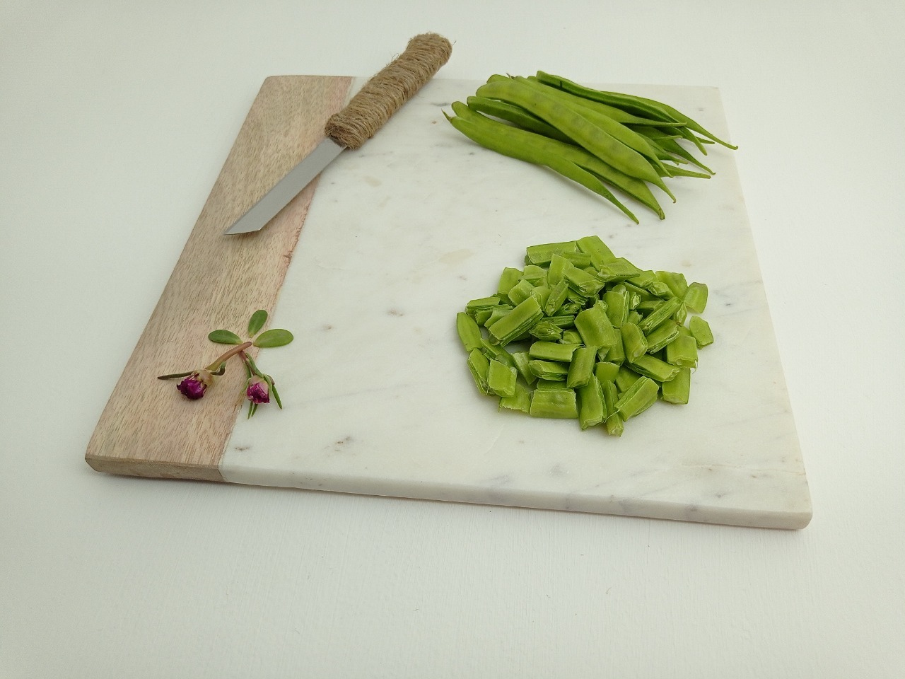 Marble Wood Chopping Board II Model no 2 II White Brown