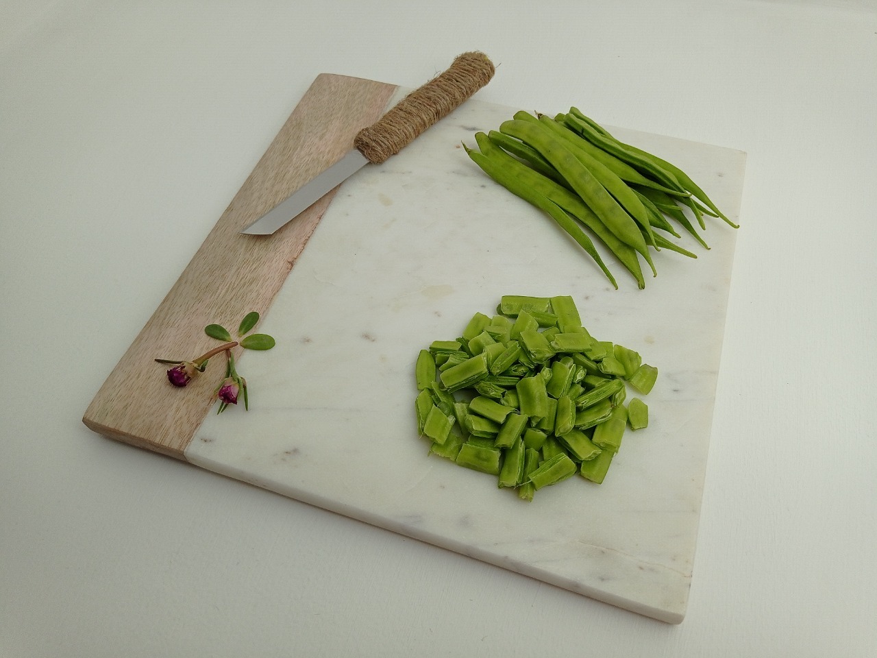 Marble Wood Chopping Board II Model no 2 II White Brown