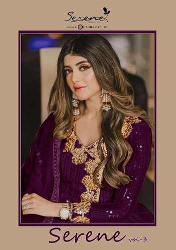 Serene Vol-3 S-31 Colors Faux Georgette Fancy Work Pakistani Dresses Catalog
