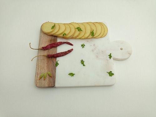 Marble Wood Chopping Board Ii Model No 5 Ii White Brown Color