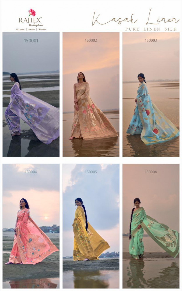 Rajtex Kasak Linen Silk 150001-150006 Series Saree Catalog