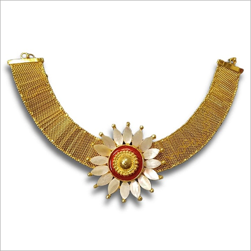 Golden Brass Plate Necklace By SUKHEN ANTIQUE JEWELLERY