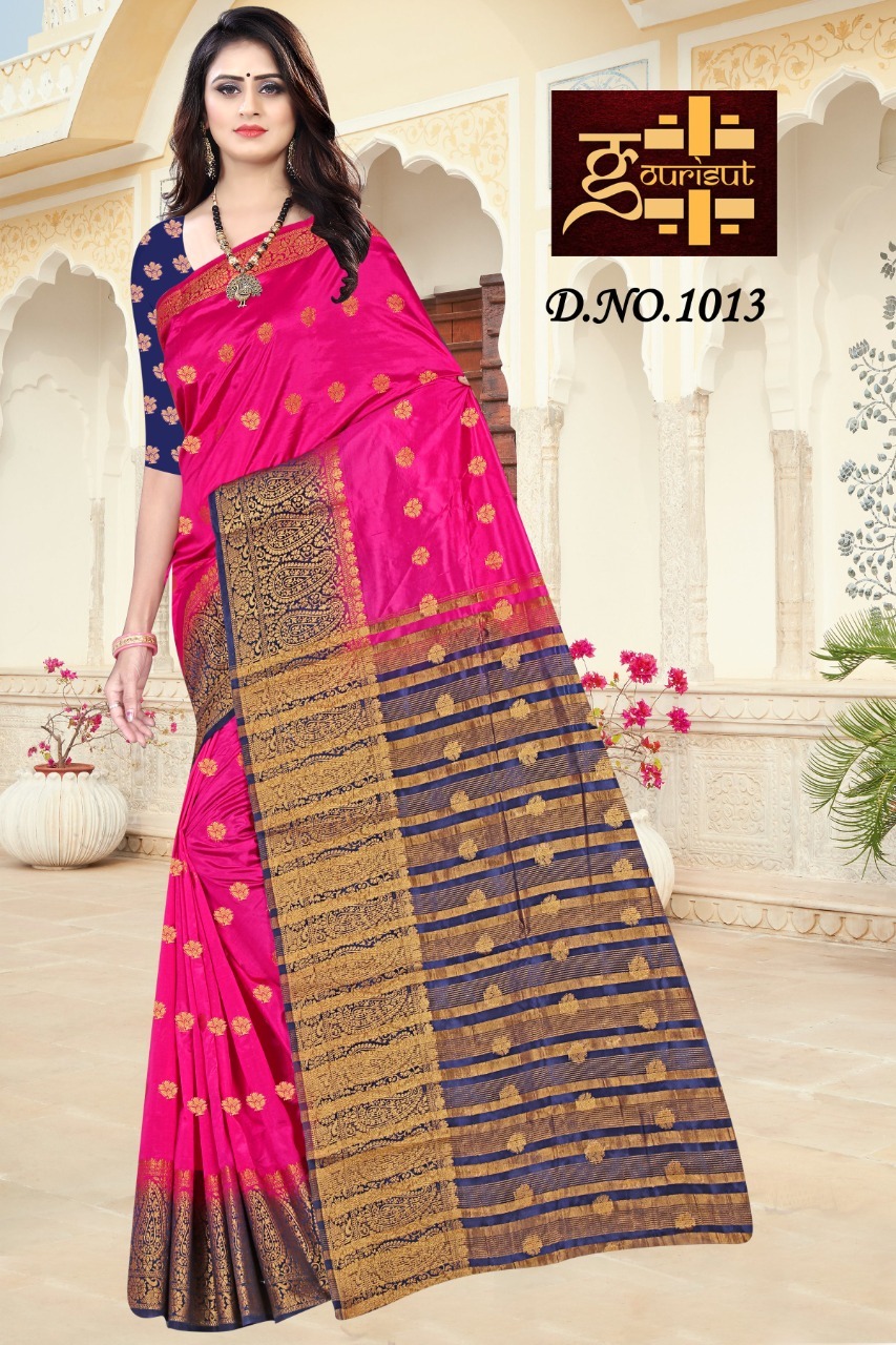 designer balaton chit pallu silk saree
