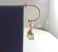New Style Raw Gemstone with Pearl Bead Hoop earring - Birthstone and Pearl Gold Plated Hoop Earrings- Selling by Pair