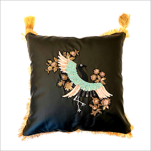 16X16 Inch Cactus Leather Bird Embroidery Cushion