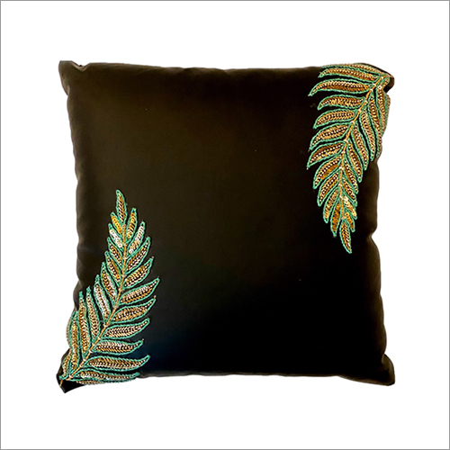 16X16 Inch Cactus Leather Leaf Embroidery Cushion