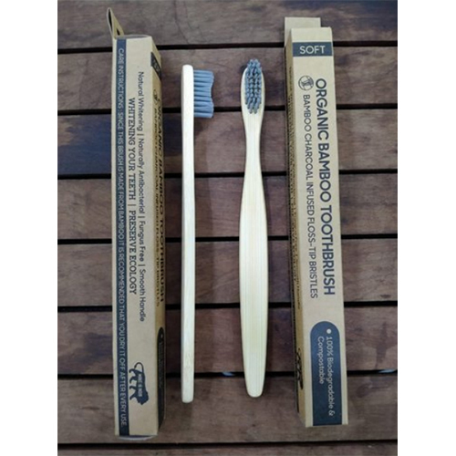 Bamboo Toothbrush With Grey Activated Charcoal Bristles