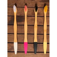 Vegan Paint Handle Bamboo Toothbrush - Bamboo Handle 16cm, 1cm Diameter, Soft Nylon Bristles 1cm | Eco-friendly, Sustainable, Biodegradable, Durable, Easy Grip