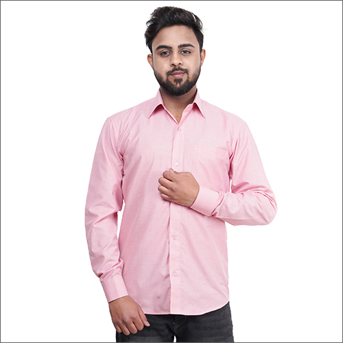 Mens Cotton Pink Formal Shirt