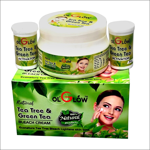 Tea Tree And Green Tea Bleach Cream - Cream Form, Suitable For Normal Skin | Enriched With Lemon Oil, Sandalwood Oil, Turmeric Extract, And Green Tea Extract