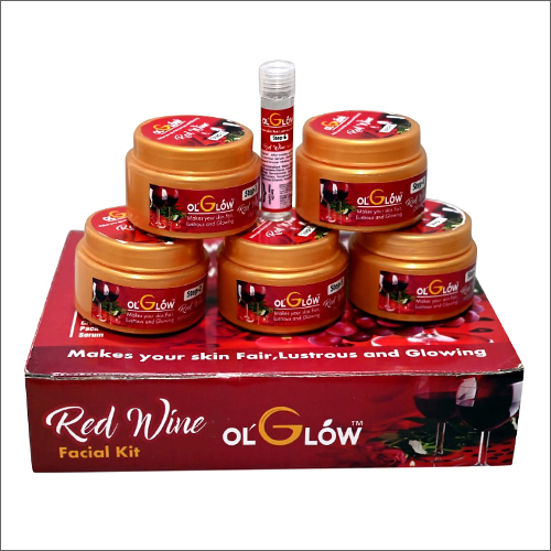 Red Facial Kit - Plastic Jars, 5 Pieces, Cardboard Box | Skin Brightening, Radiant Glow, Nourishes Skin