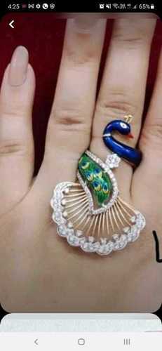 Real And Natural diamond Meenakari Ring