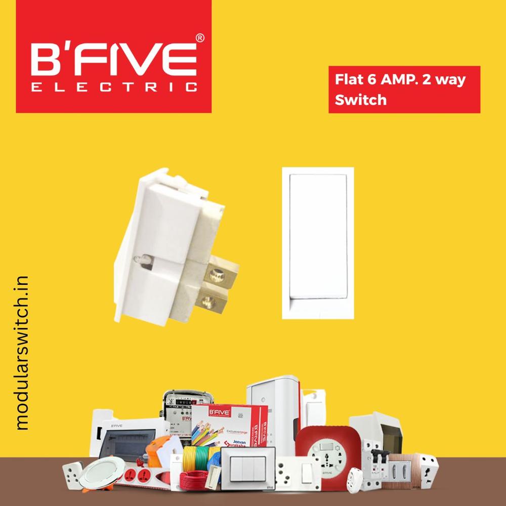 Flat Switch - Polycarbonate Material, 2 Way 16 Amp Voltage 240v , Glossy White Finish With Domeshaped Moving Contact And Isi Marked Quality