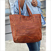 Ladies Brown Leather Stylish Handbag
