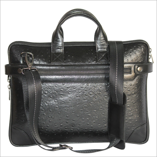 Black Leather Office Laptop Handbag