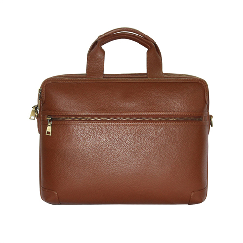Brown Zipper Leather Handbag