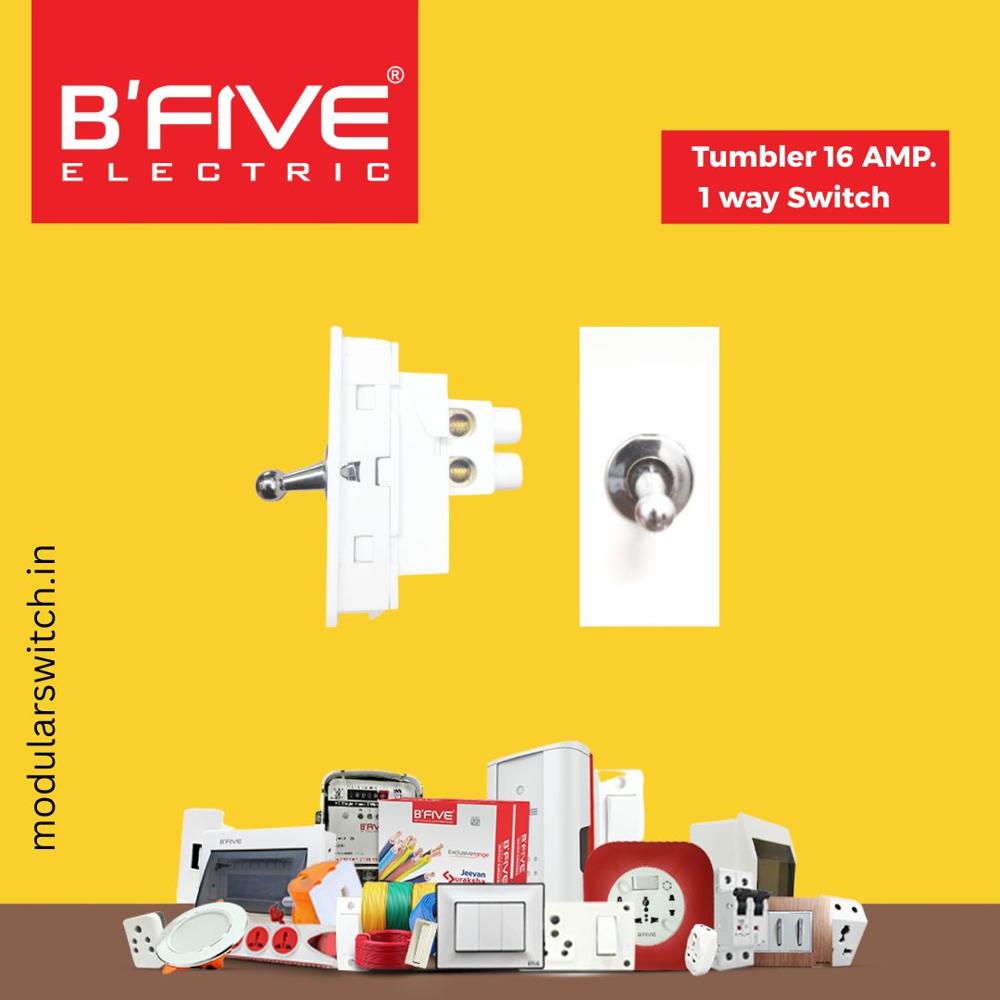 Tumbler Switch - 16 Amp, 240V Polycarbonate | ISI Marked, Glossy White Finish, Rocker Profile for Enhanced Contact Pressure