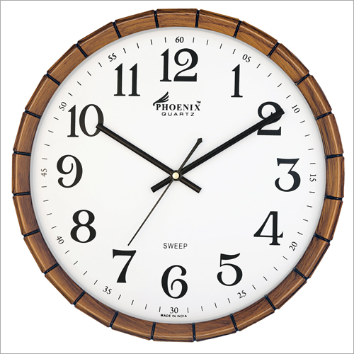 Brown And White Analog Wall Clock