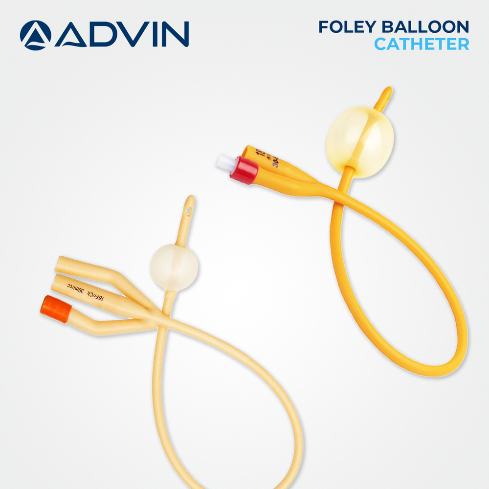 Foley Balloon Catheter - Natural Rubber with Silicone Coating, 14Fr Size | Dual Lumen Design, Easy Inflate/Deflate Valve, Sterile Peelable Pack