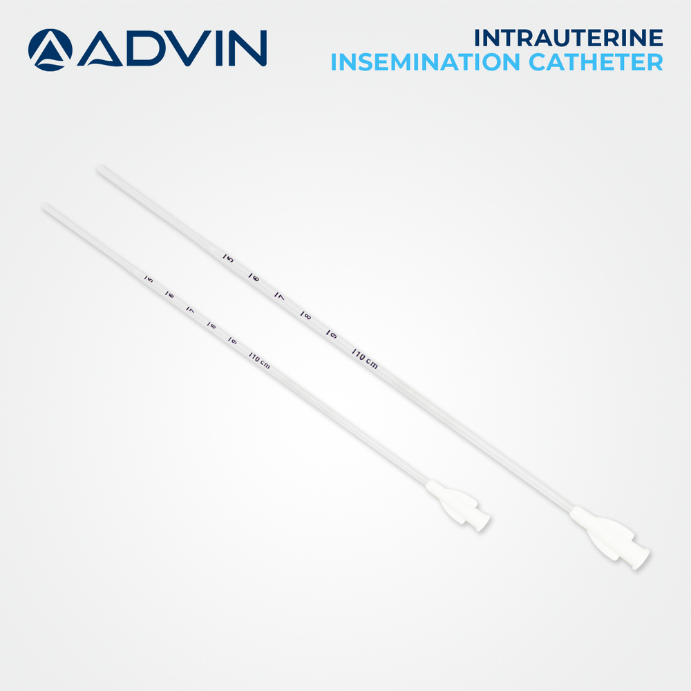 Intrauterine Insemination Catheter - Clear Polyethylene 17cm Length x 2.00mm OD x 1.10mm ID Sterile and Single Use Flexible Body for Curvature Adaptation Soft Inner Catheter with Smooth Entry and Rounded Tip