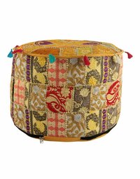 All Size Vintage Ottoman Footstool Pouf Cover Indian Patchwork Handmade Chair Stool Pouf Covers Cotton Pouffe Ottoman Footstool Pouf