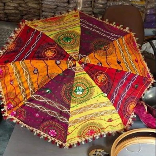 Rajasthani Embroidered Decorative Umbrella Handle Material: Metal