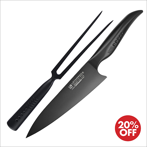 Shark Chef's Knife & Carving Fork Set - Black