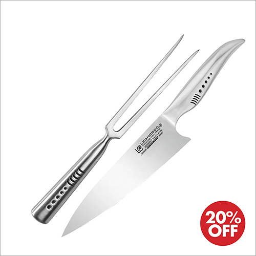 Shark Knife & Carving Fork Set - Silver