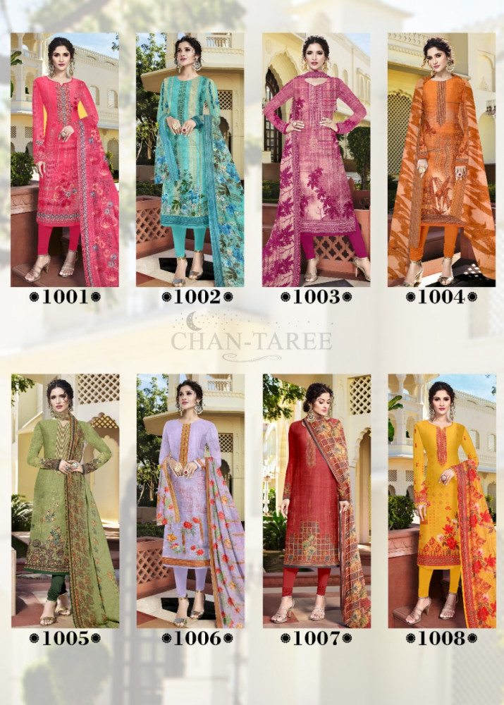 Chan Taree Imported Cotton With Machine Diamond Work Salwar Suits Catalog