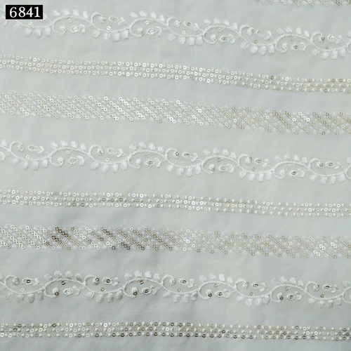 White Sequine Linigh All Over  Fabric