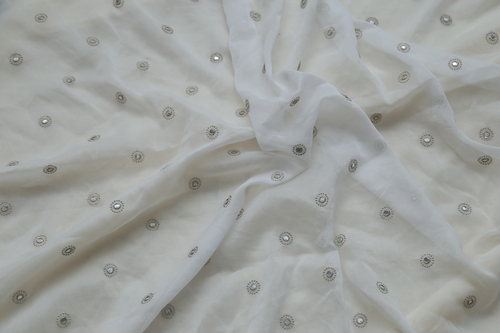 White Sequine Butta All Overfabric