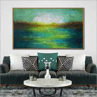 Sunset Lake View Hand Painted Painting