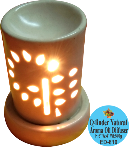 Ceramic Natural Cylinder Aroma Oil Diffuser (Pack of 2)