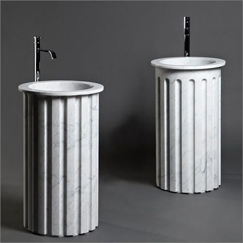 Designer Marble Pedestal Free Standing Wash Basin at Best Price in