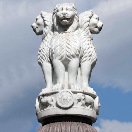White Marble Ashok Chakra Statue