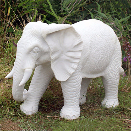 White Marble Standing  Elephant Statue