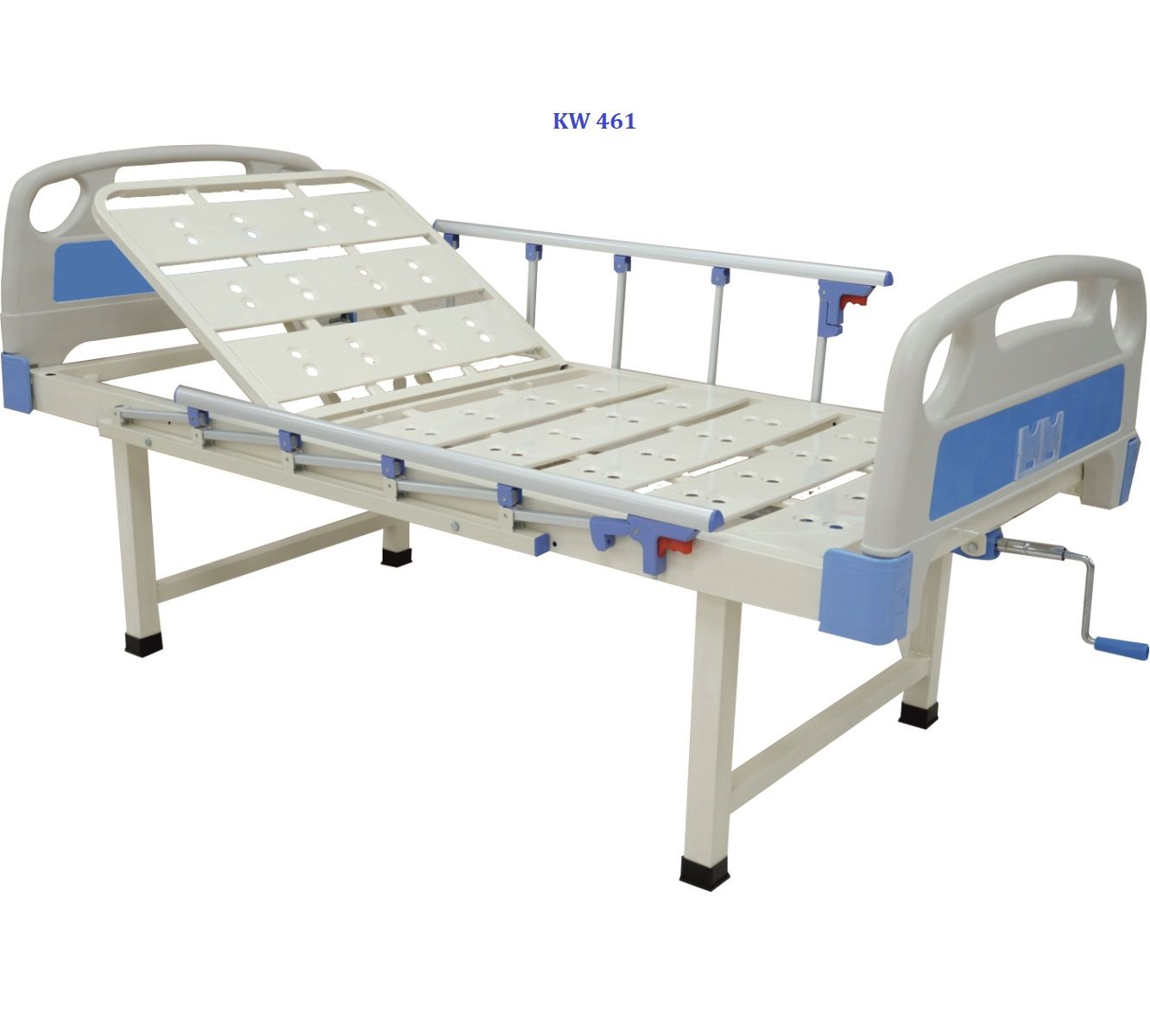 KW 461 - BACKREST/SEMI-FOWLER COT WITH ALUMINIUM RAILINGS & ABS BOARDS