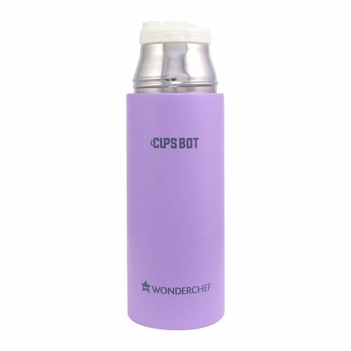 Wonderchef Cups-Bot Stainless Steel Vaccum Insulated Double Wall Hot and Cold Flask, Purple, 350ml