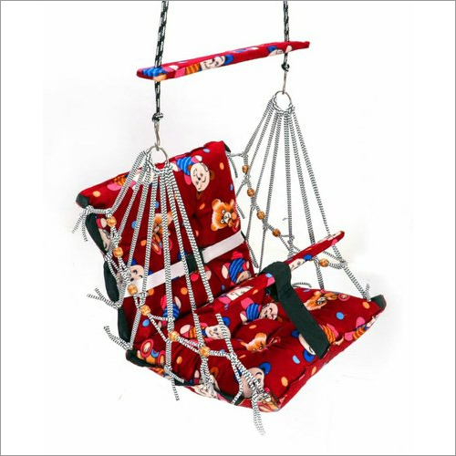 Red Fancy Printed Baby Swing
