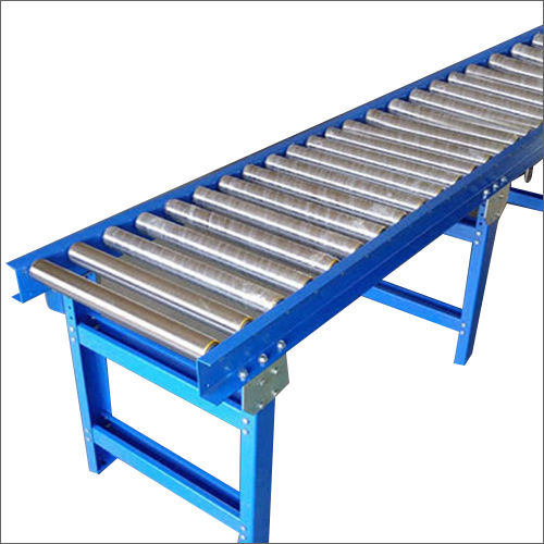 Silver & Blue Gravity Roller Conveyor