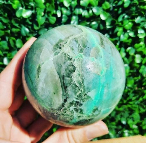 Natural Green Moonstone Spheres