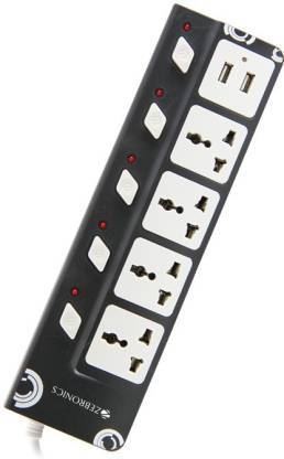 White Zebronics Zeb- Ps3320U 2500 Watt Power Extension Socket That Comes With 4 Universal Power  Sockets And Also Includes 2 Usb Ports