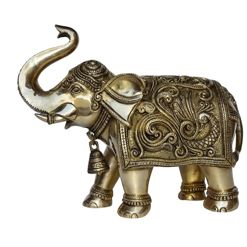 Sculpture of elephant in brass metal to gift for all purpose