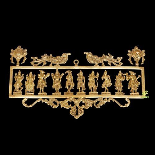 wall decor Vishnu ten avtar fram in brass for home and hotel decor by Aakrati