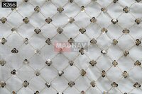 Sequine All Over Fabric - Light Weight Georgette & Cotton Blend, 44 Inches Width, Ivory White Color, Multi-styled Texture With Embroidered Pattern